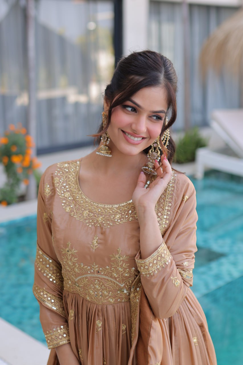 Premium Super Silk Sequin Embroidered Top Sharara Set with Dupatta