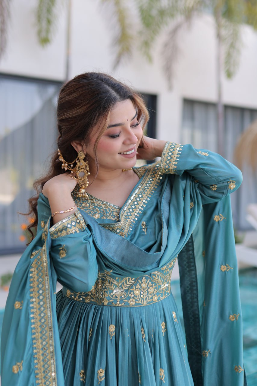 Premium Super Silk Sequin Embroidered Top Sharara Set with Dupatta