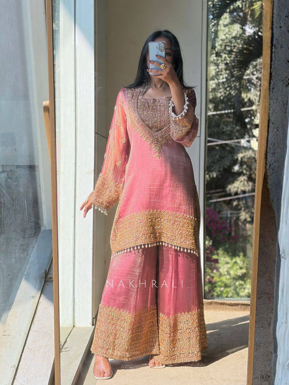 Premium Heavy Embroidered Frendy Silk Top-Bottom-Dupatta Set