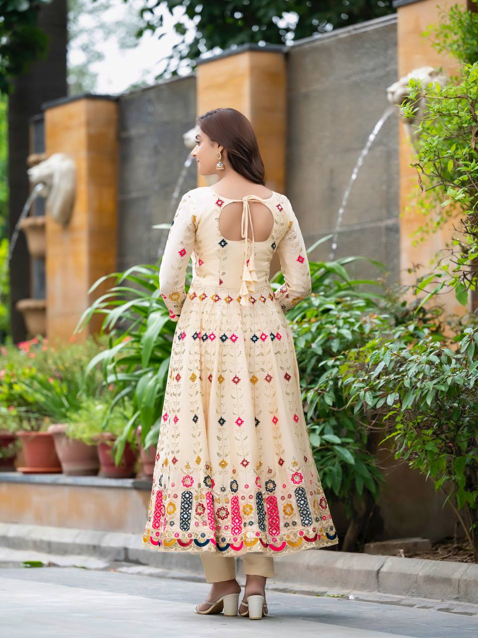 New Function Wear Pure Chinon Silk with Crush finish Anarkali Kurta Set