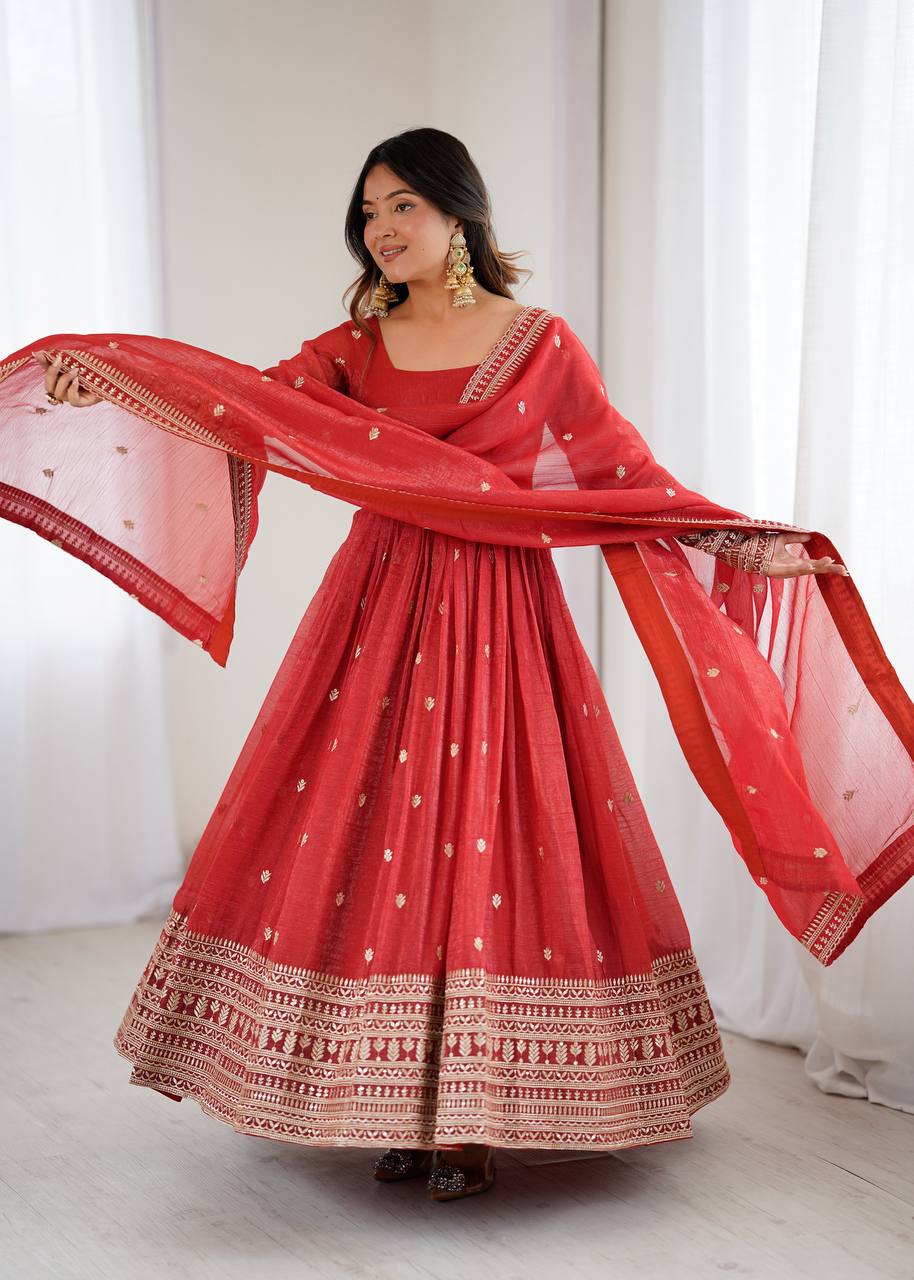 Premium Crunchy Silk Anarkali – Shine Like a Star This Season