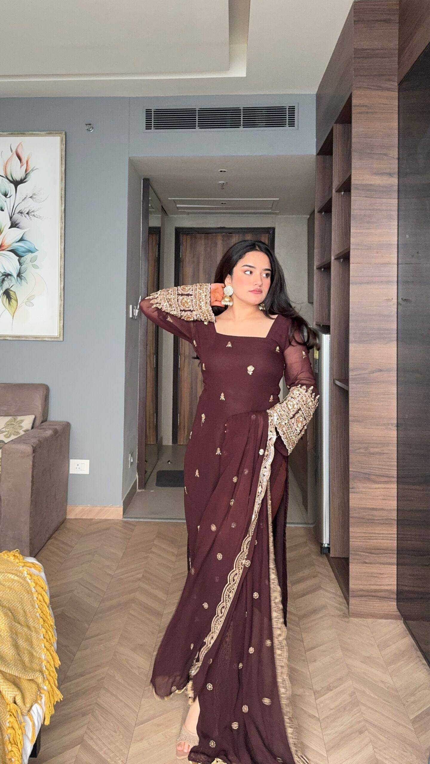 Elegant Heavy Georgette Kurta Pant Set with Embroidered Dupatta