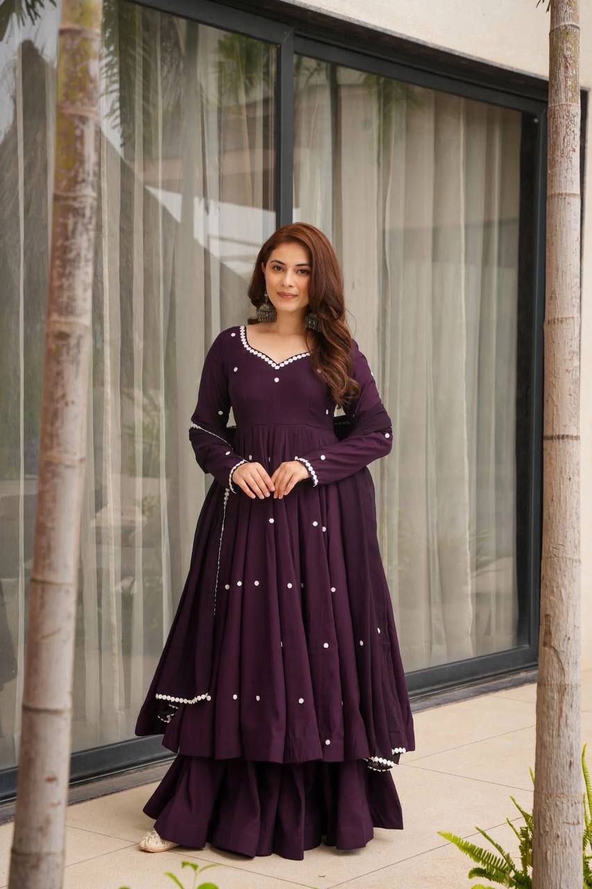 New Designer Wedding Wear Faux Georgette with Heavy Embroidery Work Kurta Set