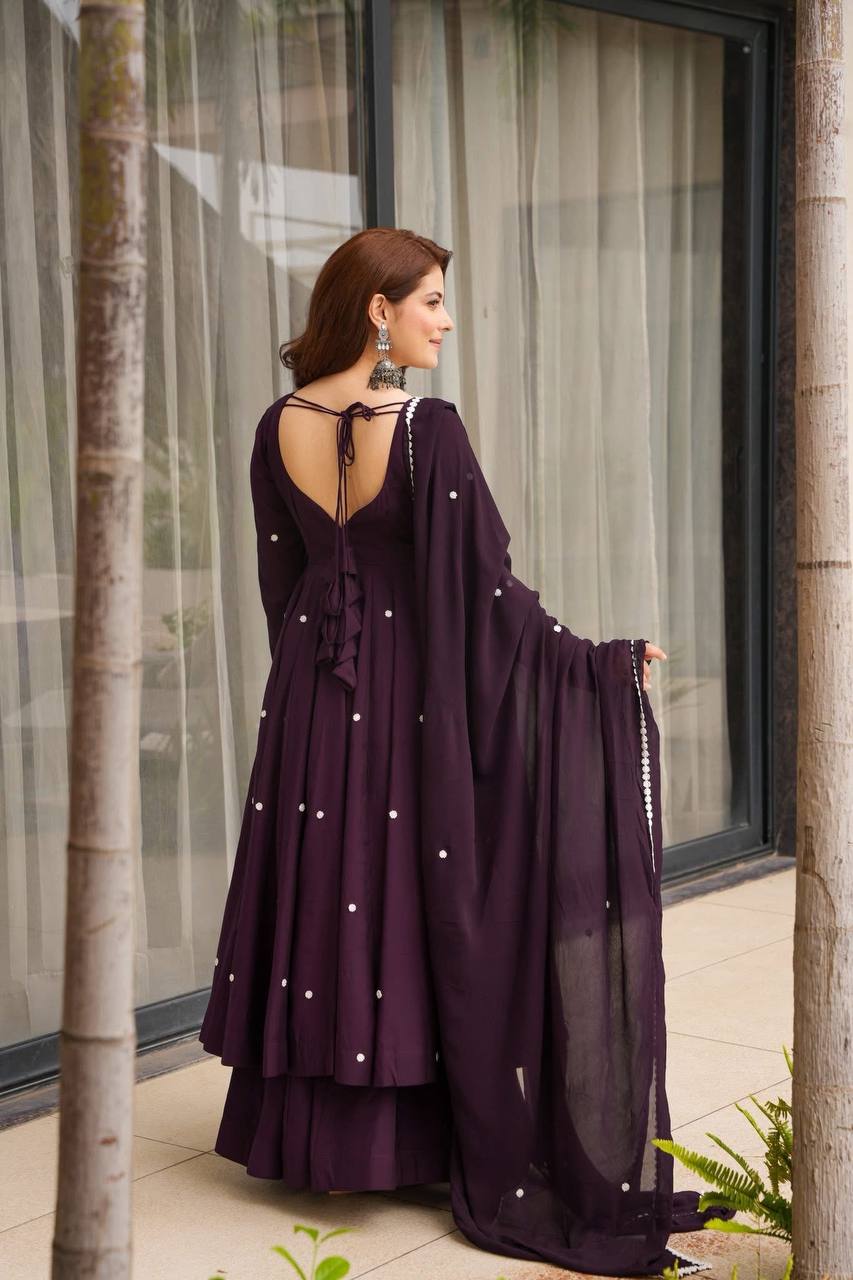 New Designer Wedding Wear Faux Georgette with Heavy Embroidery Work Kurta Set