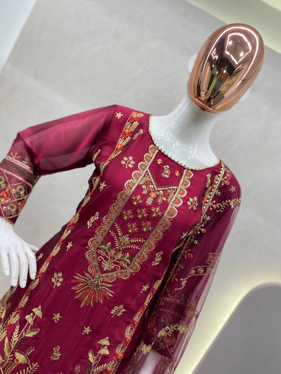 Rani Pink Stylish Heavy Designer Suit Set