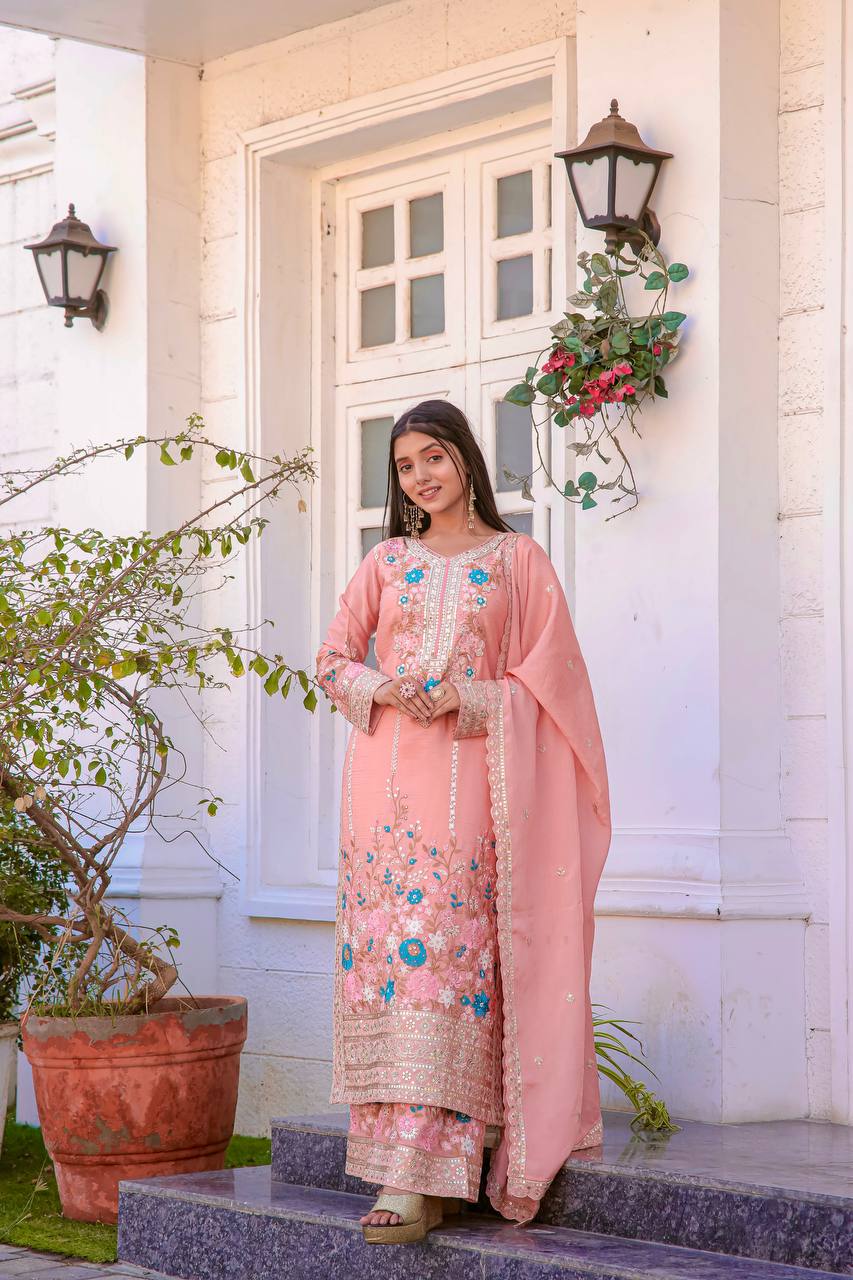 Royal Radiance – Chinon Silk Partywear Plazzo Set