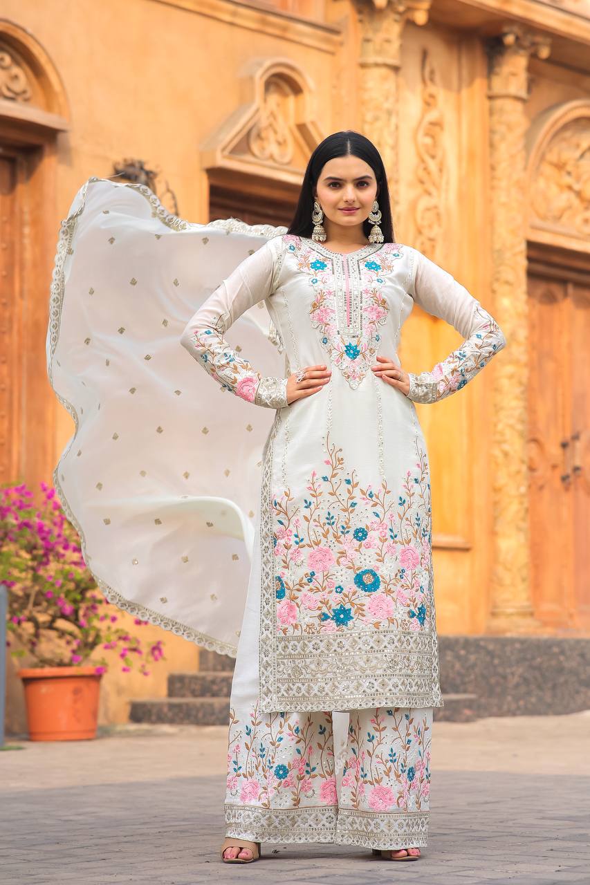 Royal Radiance – Chinon Silk Partywear Plazzo Set