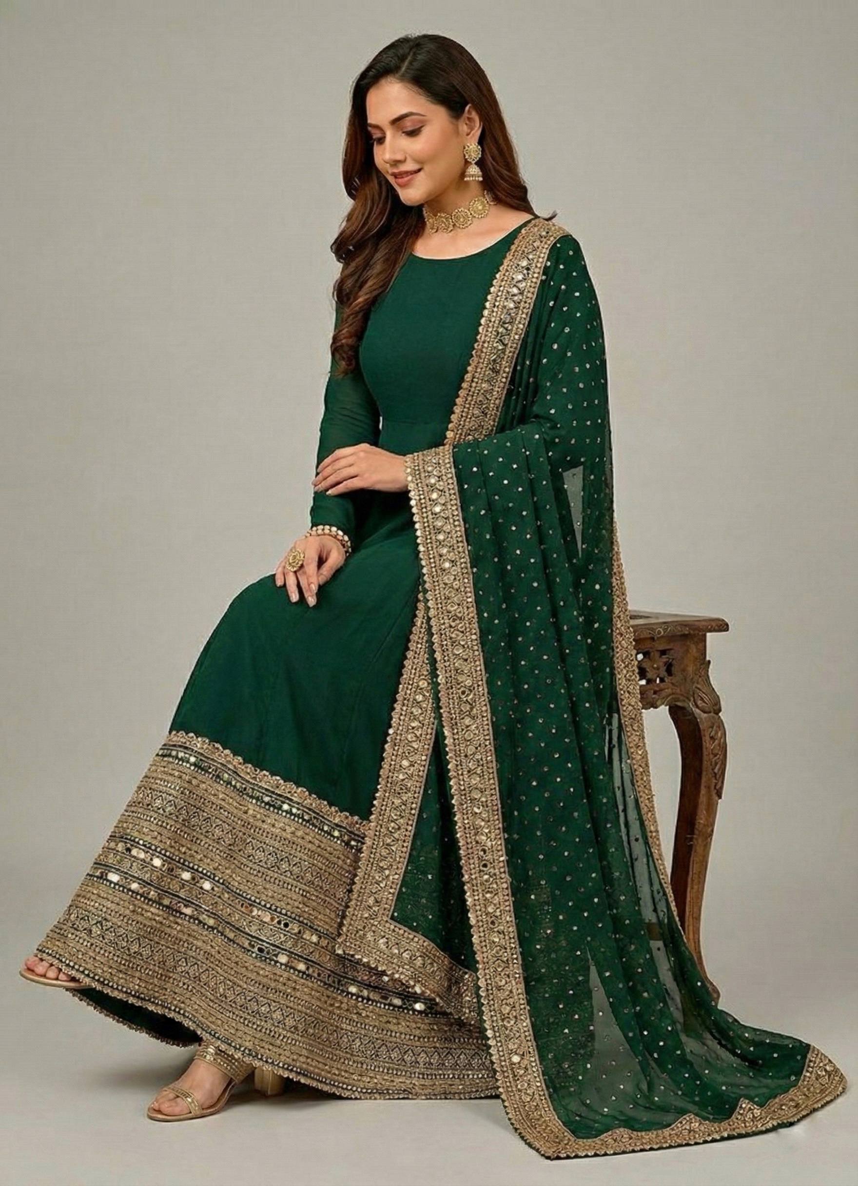 Premium Green Anarkali Suit Set
