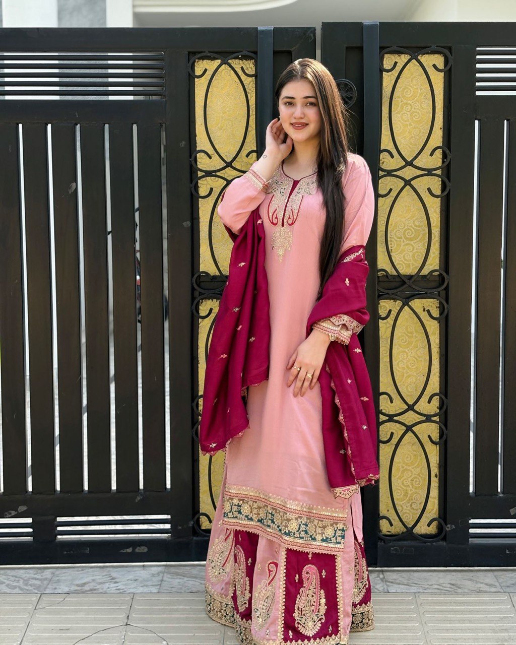 New Designer Party Top Pallazo & Dupatta Set