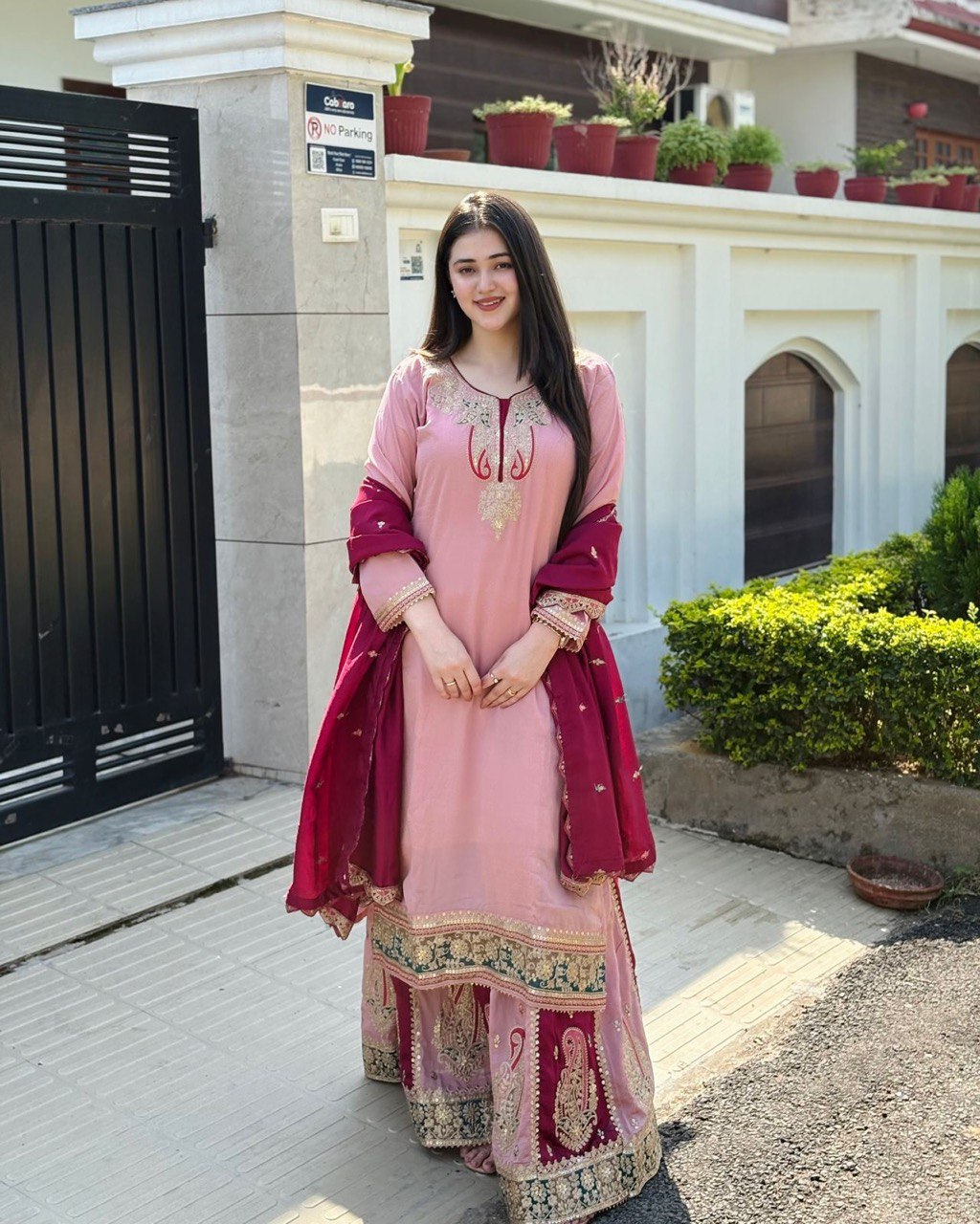 New Designer Party Top Pallazo & Dupatta Set