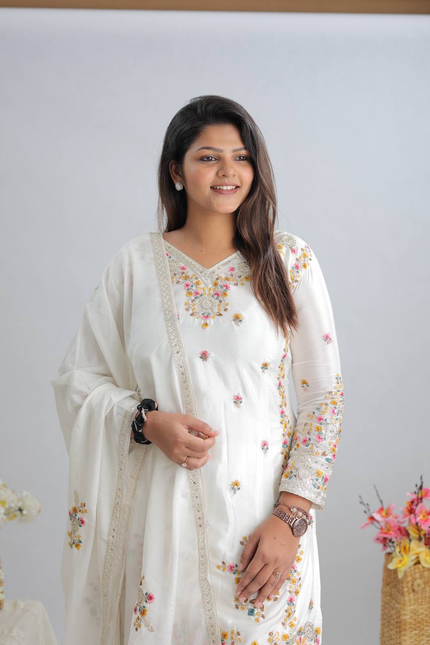 New Partywear White  Designer Partywear Sharara Set