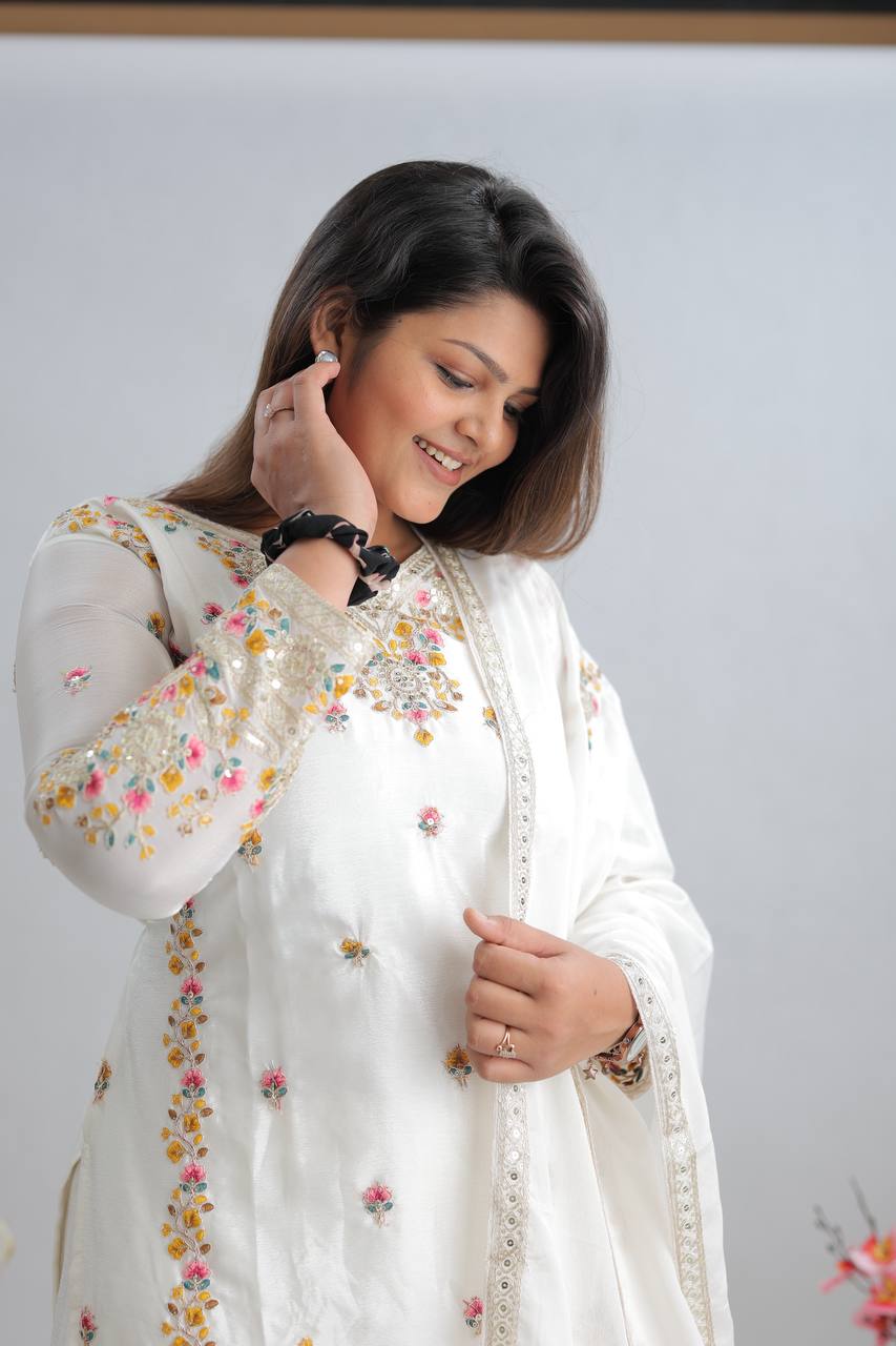 New Partywear White  Designer Partywear Sharara Set