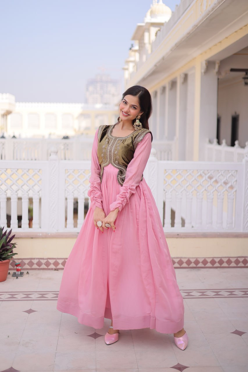 Gown with Embroidered Koti Set