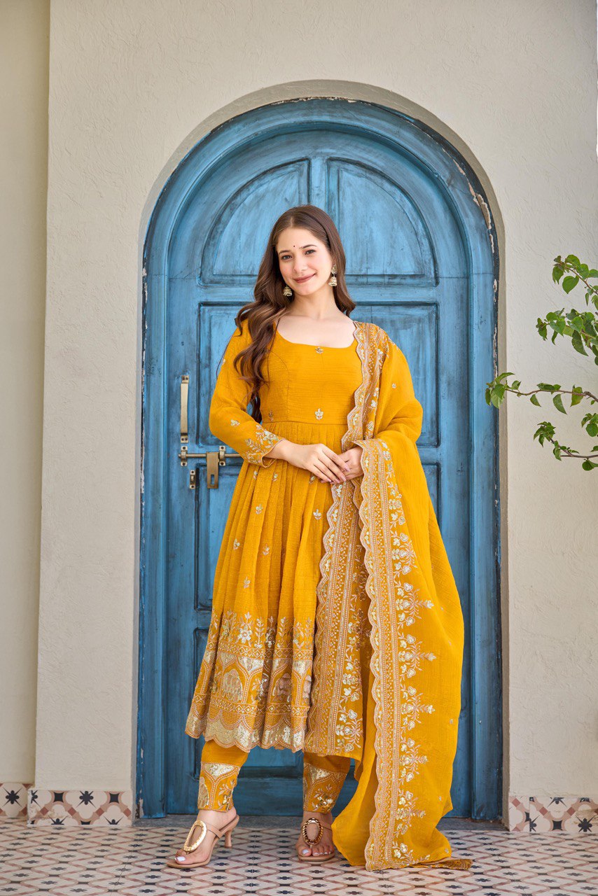 Anarkali Suit Set with Embroidered Dupatta