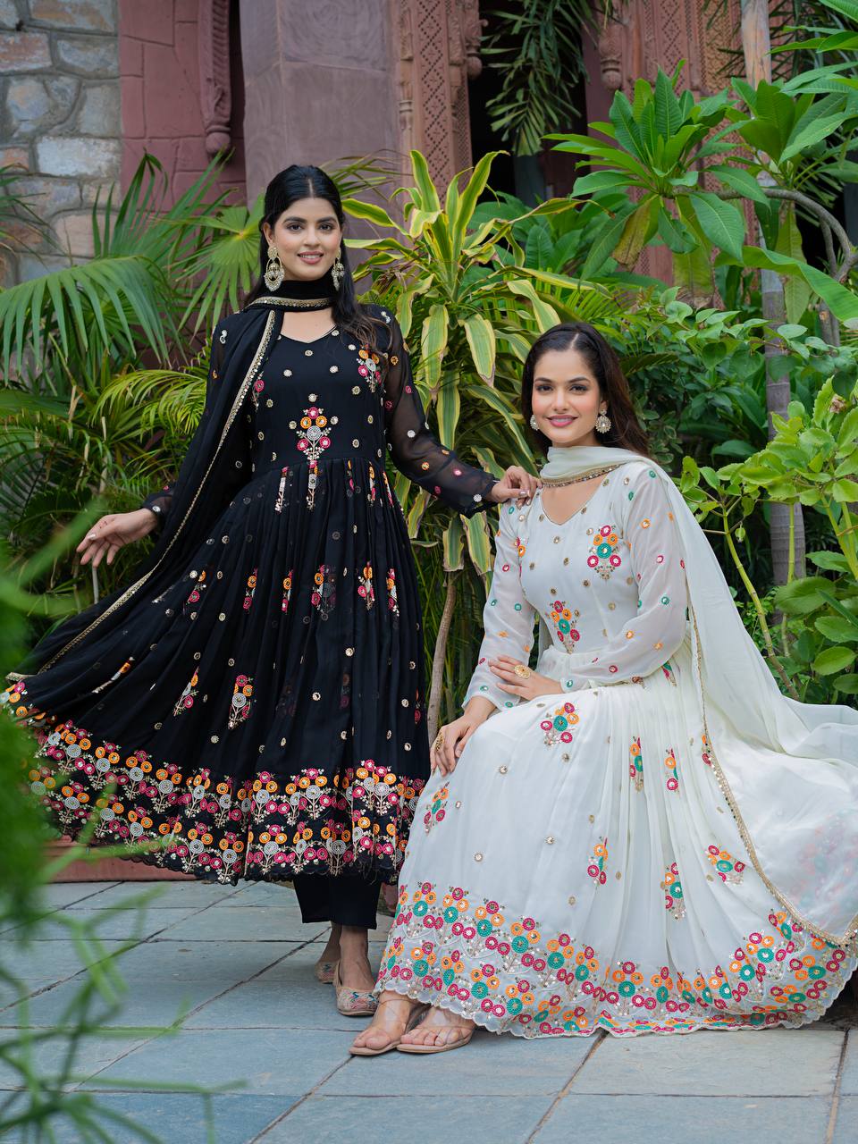 New Function Wear Designer Faux Georgette with Full Heavy Embroidery Sequence Work Anarkali Gown